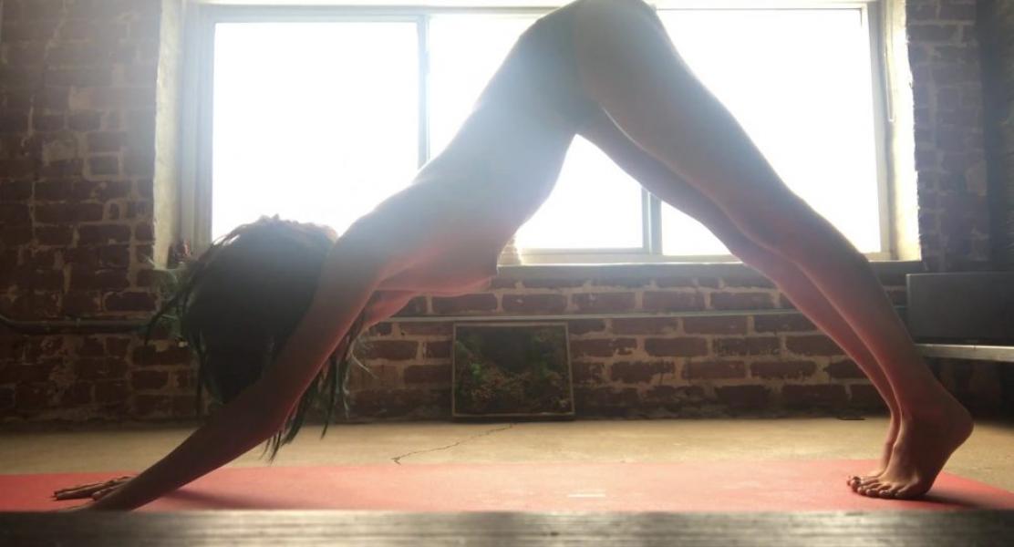 Janice Griffith Topless Yoga 2