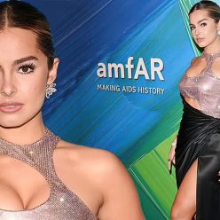 Addison Rae Puts Her Cleavage Front and Center in a Silky Black Gown at amfAR Gala 86 Photos