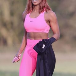 Alexandra Burke Stuns in Pink Lycra in a North London Park 47 Photos