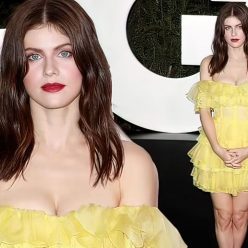 Alexandra Daddario Looks Hot in a Yellow Dress at the GQ 8220Men of the Year8221 Party