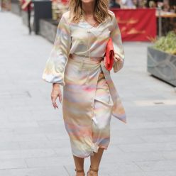 Amanda Holden Makes a Stylish Appearance Wearing an Oriental Style Wrap Dress at Heart