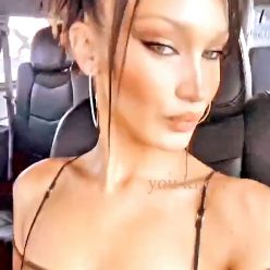 Bella Hadid Shows Off Her Tits in a Car 5 Pics GIF 038 Video