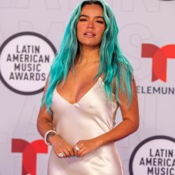 Braless Karol G Shows Her Pokies on the Red Carpet of the Sixth Annual Latin American M