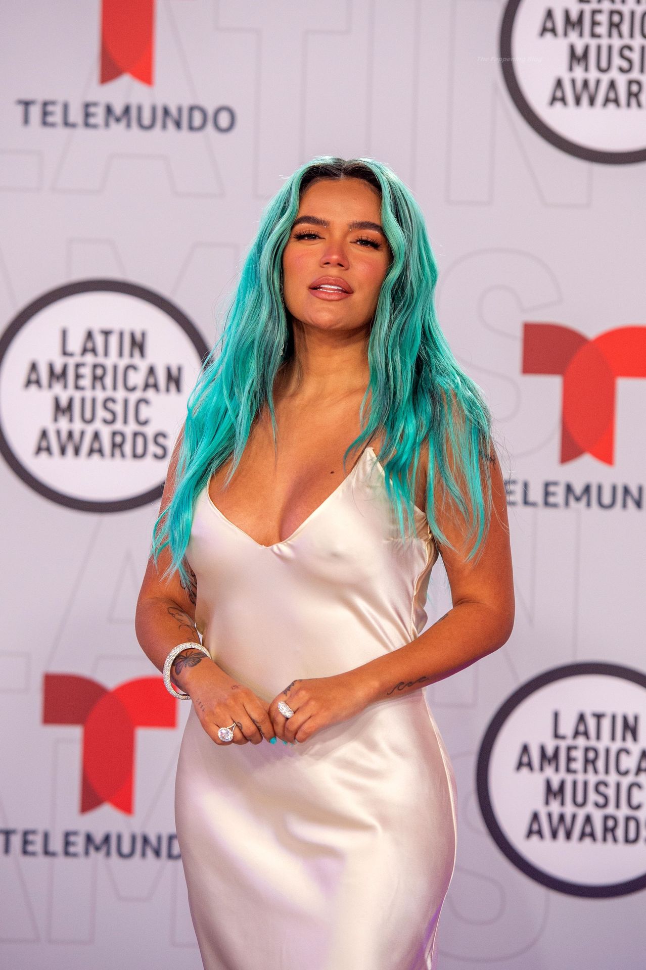 Braless Karol G Shows Her Pokies on the Red Carpet of the Sixth Annual Latin American Music Awards (5 Photos)
