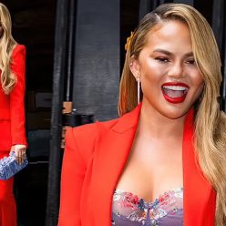 Chrissy Teigen Looks Hot in Red as she Heads to The Wendy Williams Show in NYC 10 Photos
