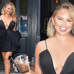 Chrissy Teigen Puts on a Busty Display in a Plunging Little Black Dress in New York 32 New