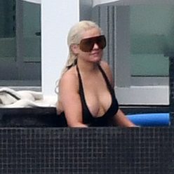Christina Aguilera Takes a Dip in the pool Between Recording Sessions in Miami 86 Photos