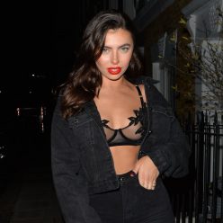 Francesca Allen Shows Off Her Tits in a See Though Bra in London 14 Photos