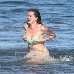 Ireland Baldwin Goes For a Dip Splash While Enjoying a Beach Day 4 Photos