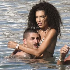 Jessica Aidi 038 Marco Verratti Enjoy a Day at the Beach While on Their Honeymoon in M