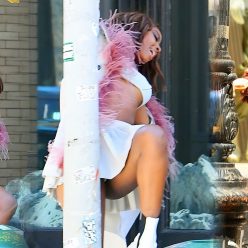 Justine Skye Lets Her Thighs Out As She Films a Music Video in a Mini Pleated Skirt 27 P