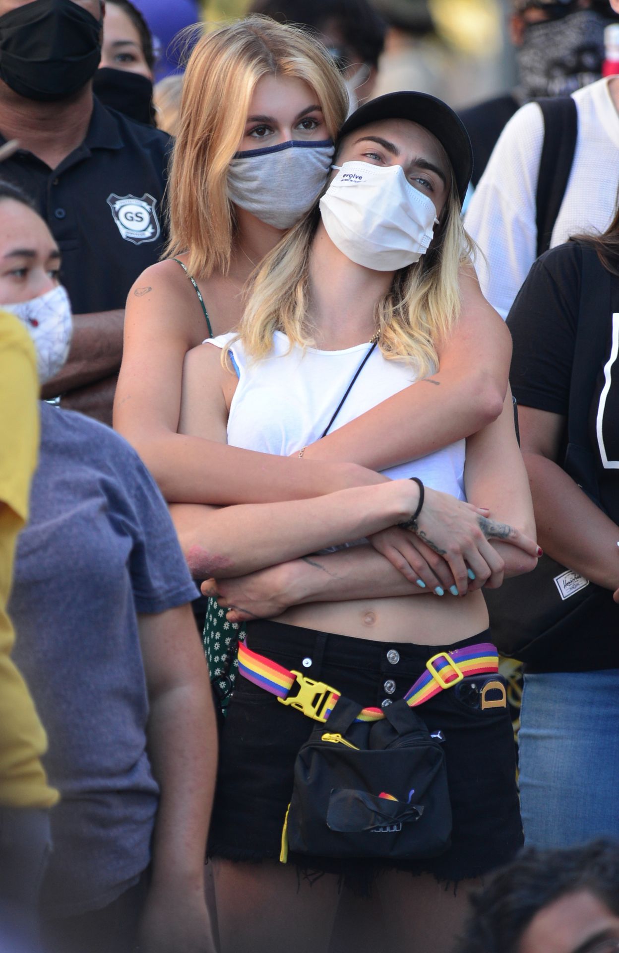 Kaia Gerber & Cara Delevingne Get a Bit Close as They Attend a BLM Protest in LA (35 Photos)