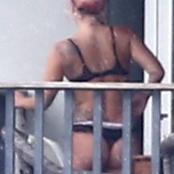 Lady Gaga Enjoys the Views from her Miami Balcony in her Underwear 16 Photos