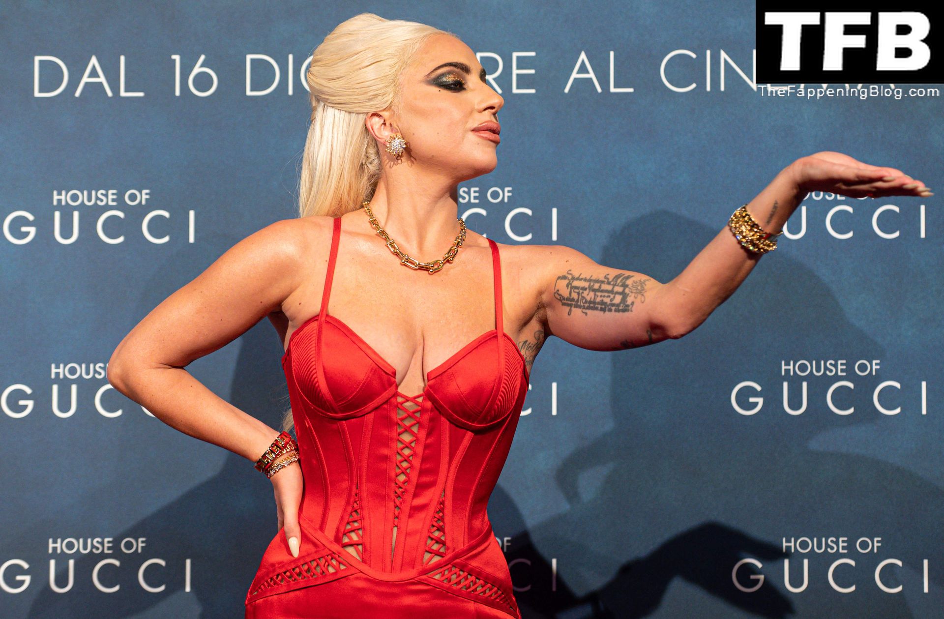 Lady Gaga Shows Off Her Sexy Tits at the Premiere of the Film House of Gucci’ in Milan (9 Photos)
