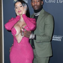 Offset Covers Cardi B8217s Boobs to Avoid Wardrobe Malfunction at Clive Davis Pre Grammy