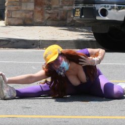 Phoebe Price Stretches in the Middle of the Street 39 Photos