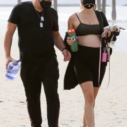 Rachel McCord Wears a Mask and Shows Off her Baby Bump at the Beach 15 Photos