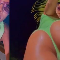 Rihanna Displays Her Tits and Butt in Green Lingerie 14 Pics GIFs 038 Video