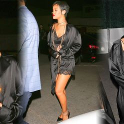 Rihanna Puts on a Sultry Display in Black Silk While Leaving Delilah Nightclub with Friends 2