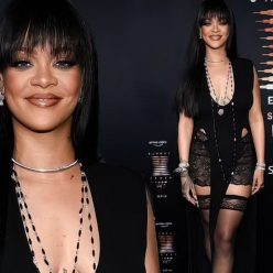 Rihanna Sets Pulses Racing in Sheer Lace Shorts and Stockings at Savage X Fenty Show