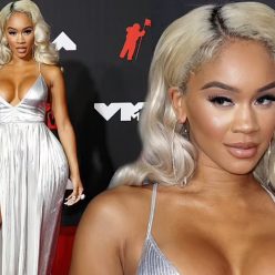 Saweetie Scintillates in a Silver Dress on MTV Video Music Awards 2021 Red Carpet 26 Photos