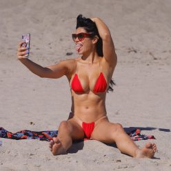 Suelyn Medeiros Stuns in a Bright Red Bikini in Malibu 22 Photos