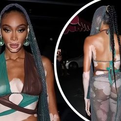 Winnie Harlow Stuns with Her Nude Tits in a Halloween Costume at Doja Cats Birthday Party