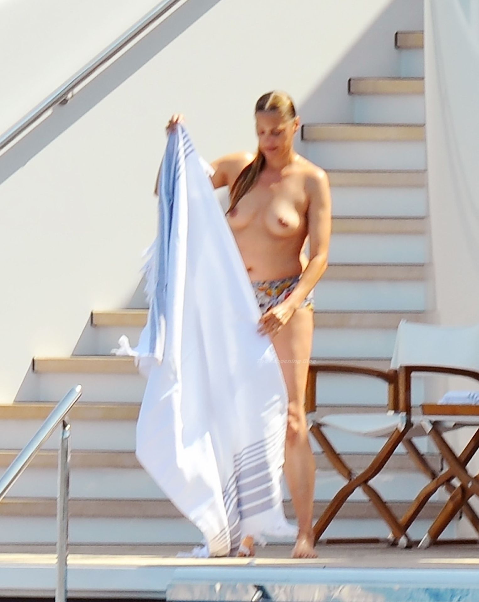 Yasmin Le Bon Shows Her Nude Tits on Vacation with Her Husband Simon Le Bon on Their Holidays in Portofino (20 Photos)