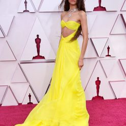 Zendaya Arrives at the Oscars Wearing a Mask and Long Yellow Gown 35 Photos