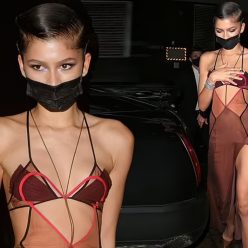 Zendaya Looks Hot in a Gown with Racy Sheer Panels at Chiltern Firehouse in London 46 Photos