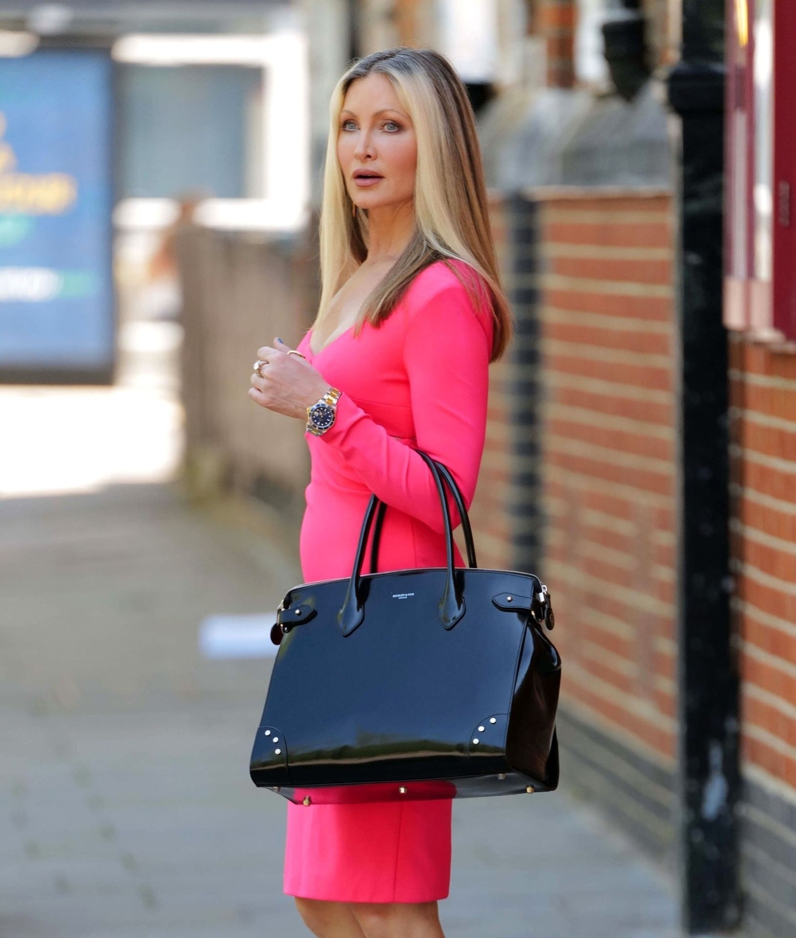 Caprice Wears a Sexy Pink Dress in Central London (8 Photos)