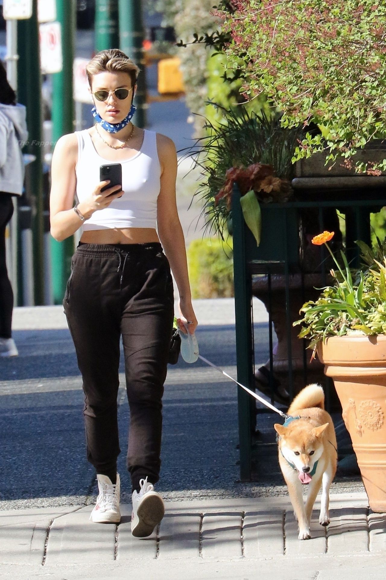 Braless Wallis Day Takes Her Dog For a Walk on Her Day Off From Filming (10 Photos)