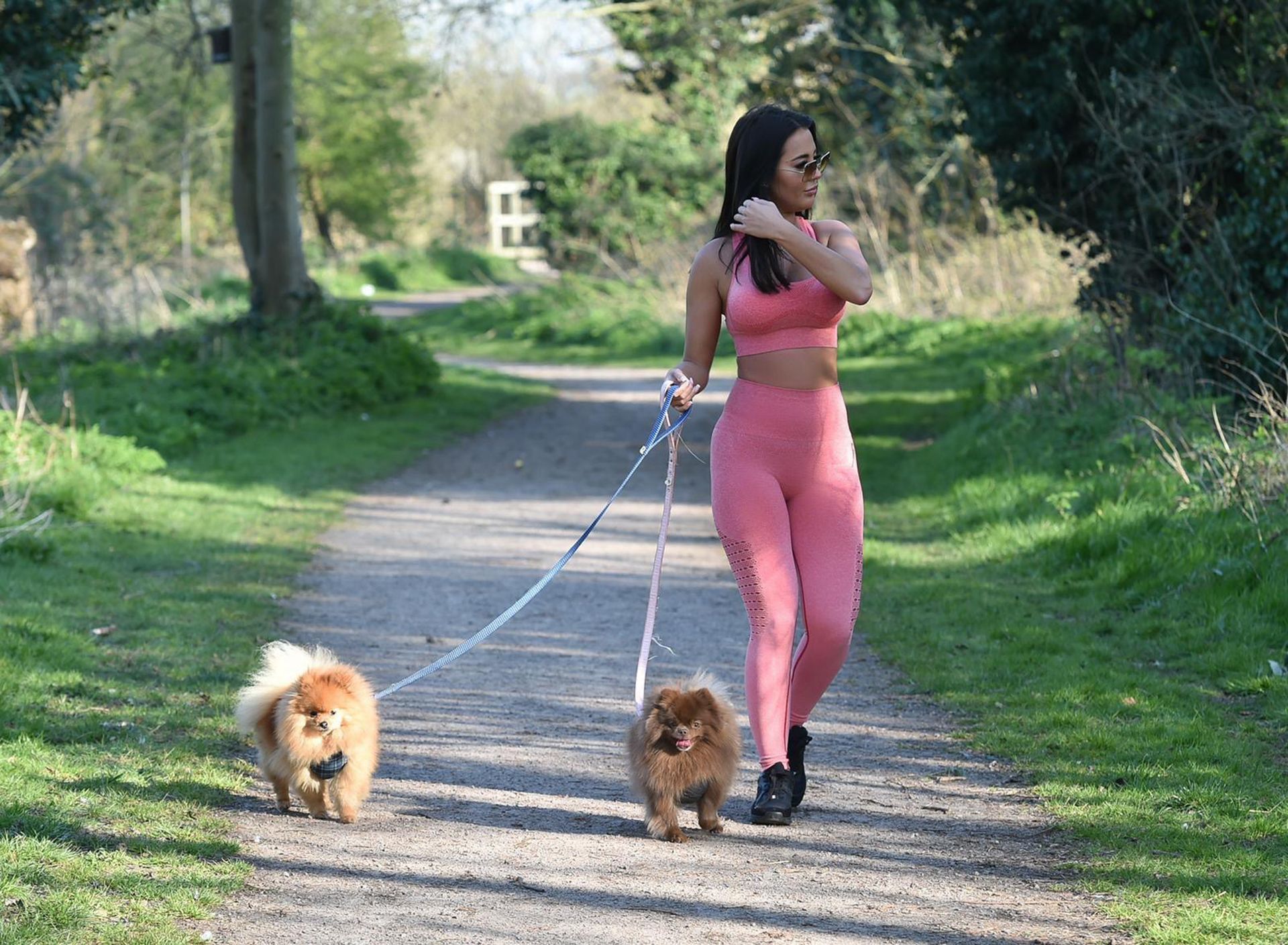 Busty Yazmin Oukhellou is Seen Walking Her Dogs in Harlow (12 Photos)