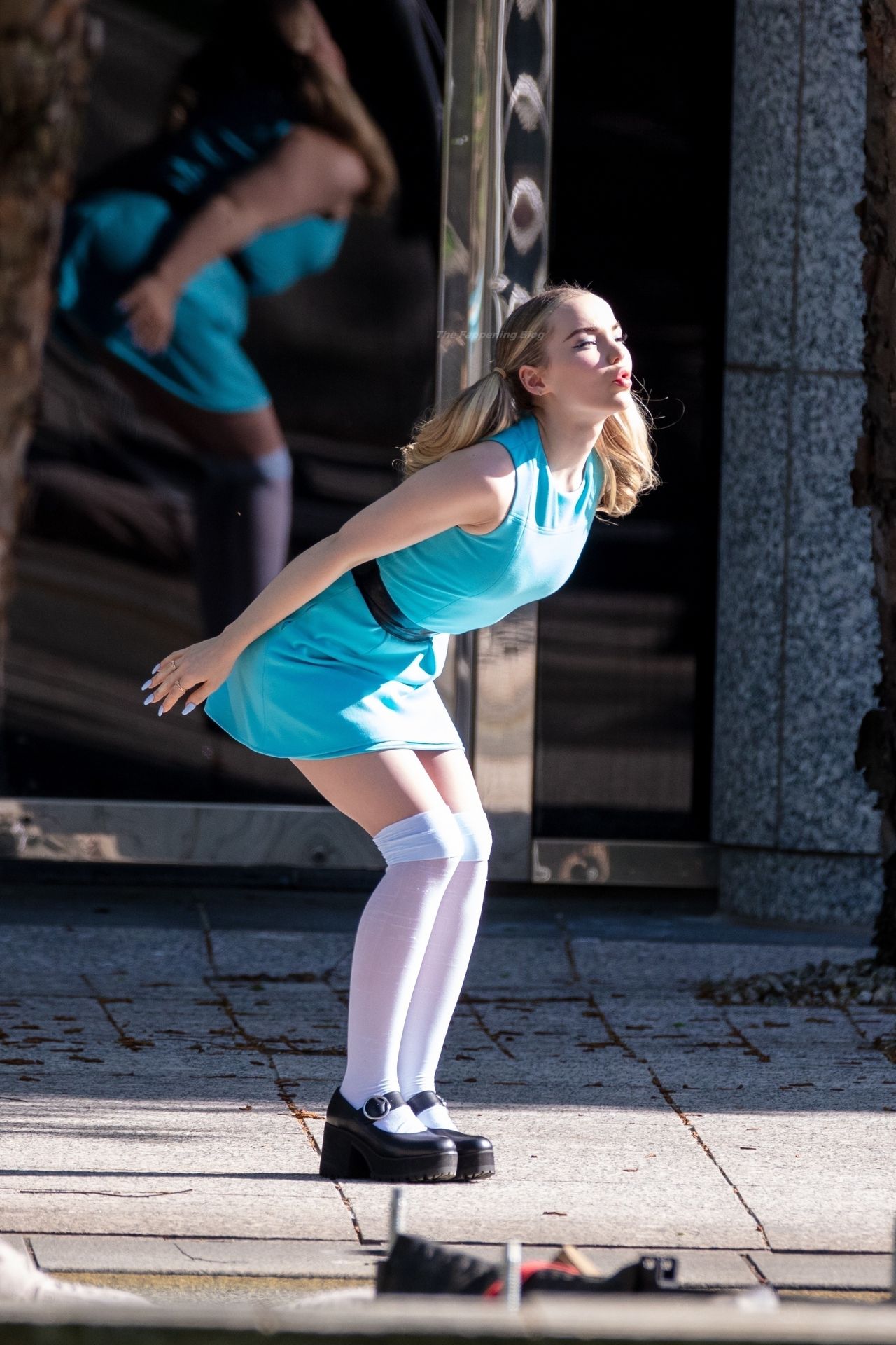 Dove Cameron Gets Into Character as Bubbles on the Set of Powerpuff (27 Photos)