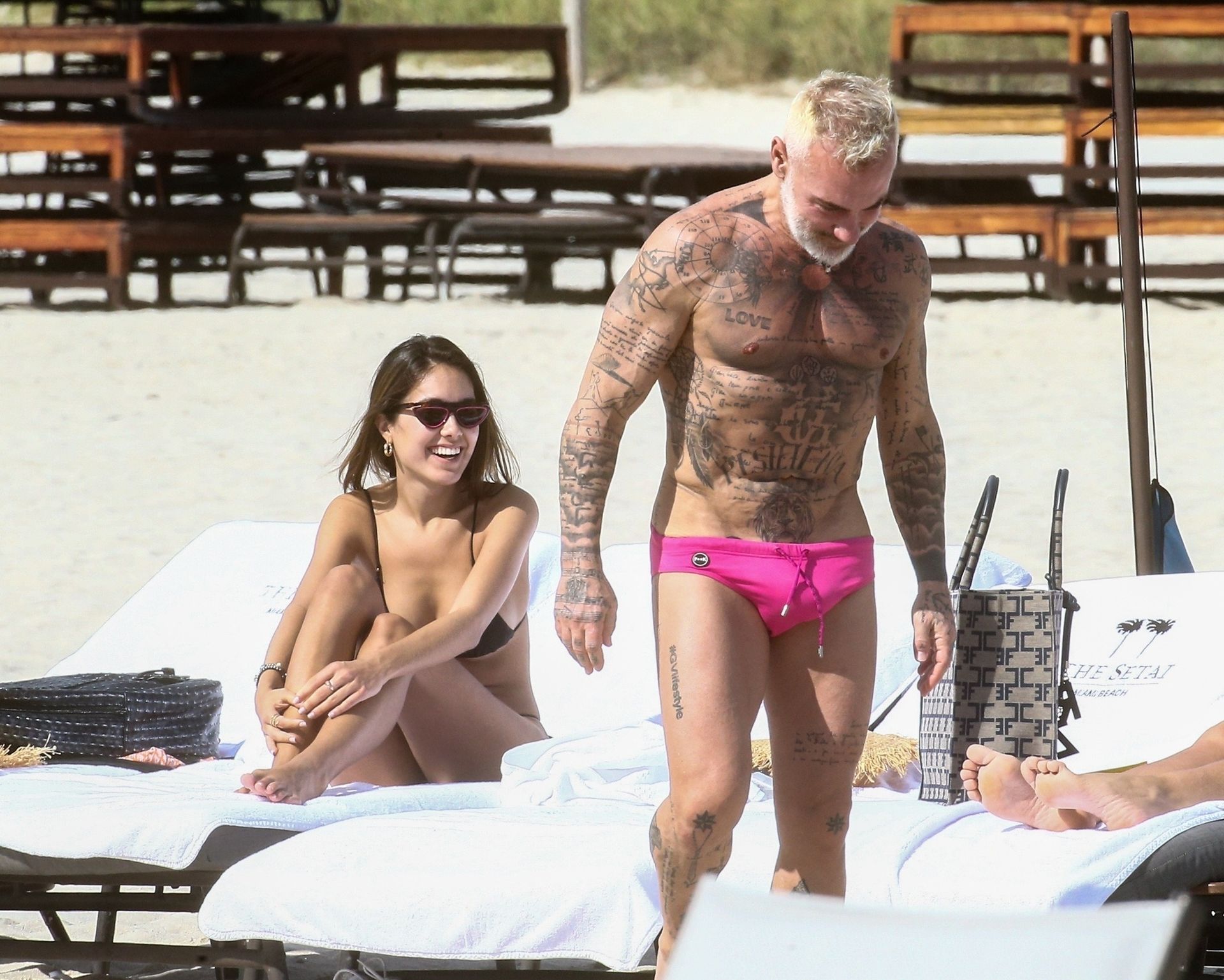 Gianluca Vacchi  Sharon Fonseca Enjoy a Romantic Day at the Beach in Miami (32 Photos)