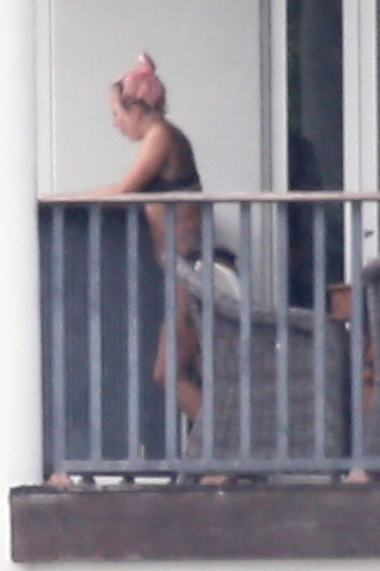 Lady Gaga Enjoys the Views from her Miami Balcony in her Underwear (16 Photos)