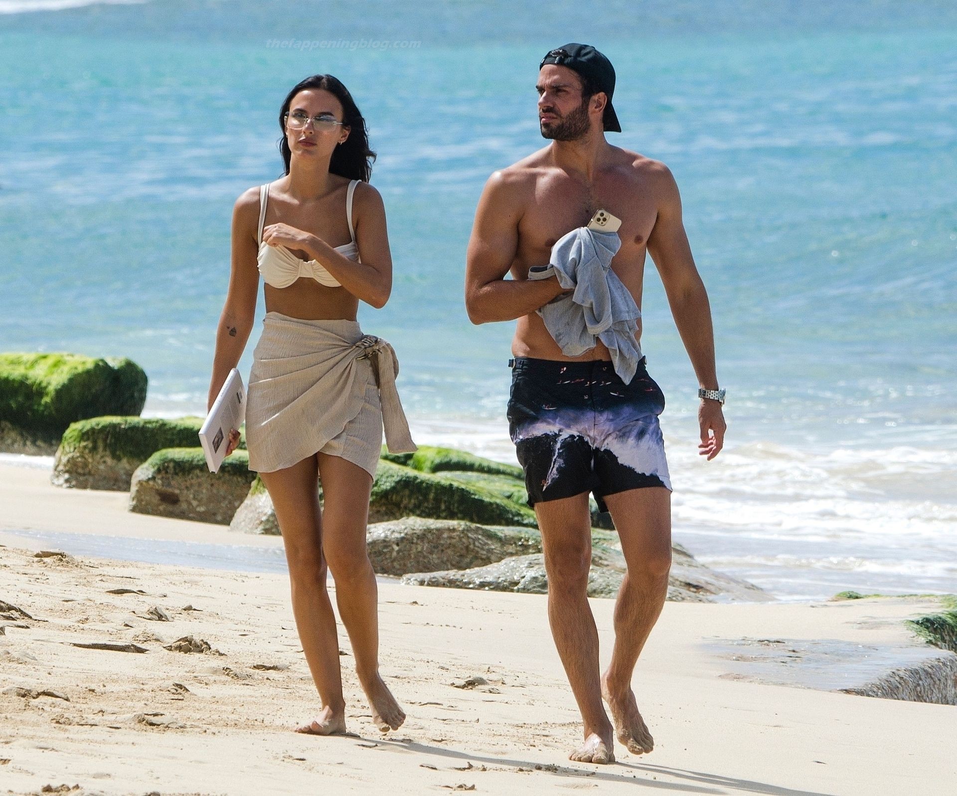 Lucy Watson & James Dunmore Take a Walk on the Beach in Barbados (34 Photos)