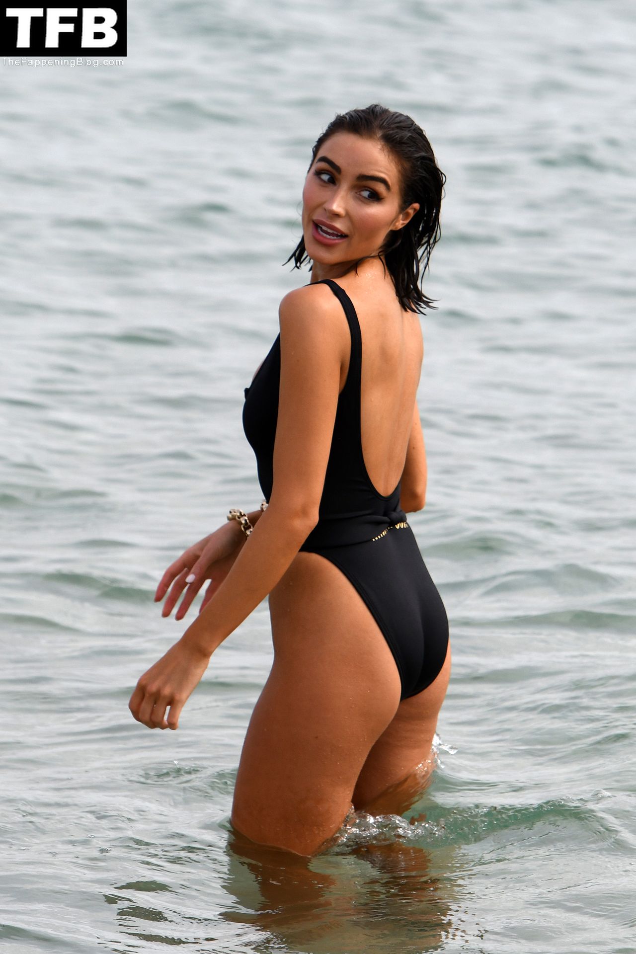 Olivia Culpo Looks Stunning in a Black Swimsuit on the Beach in Miami (83 Photos)