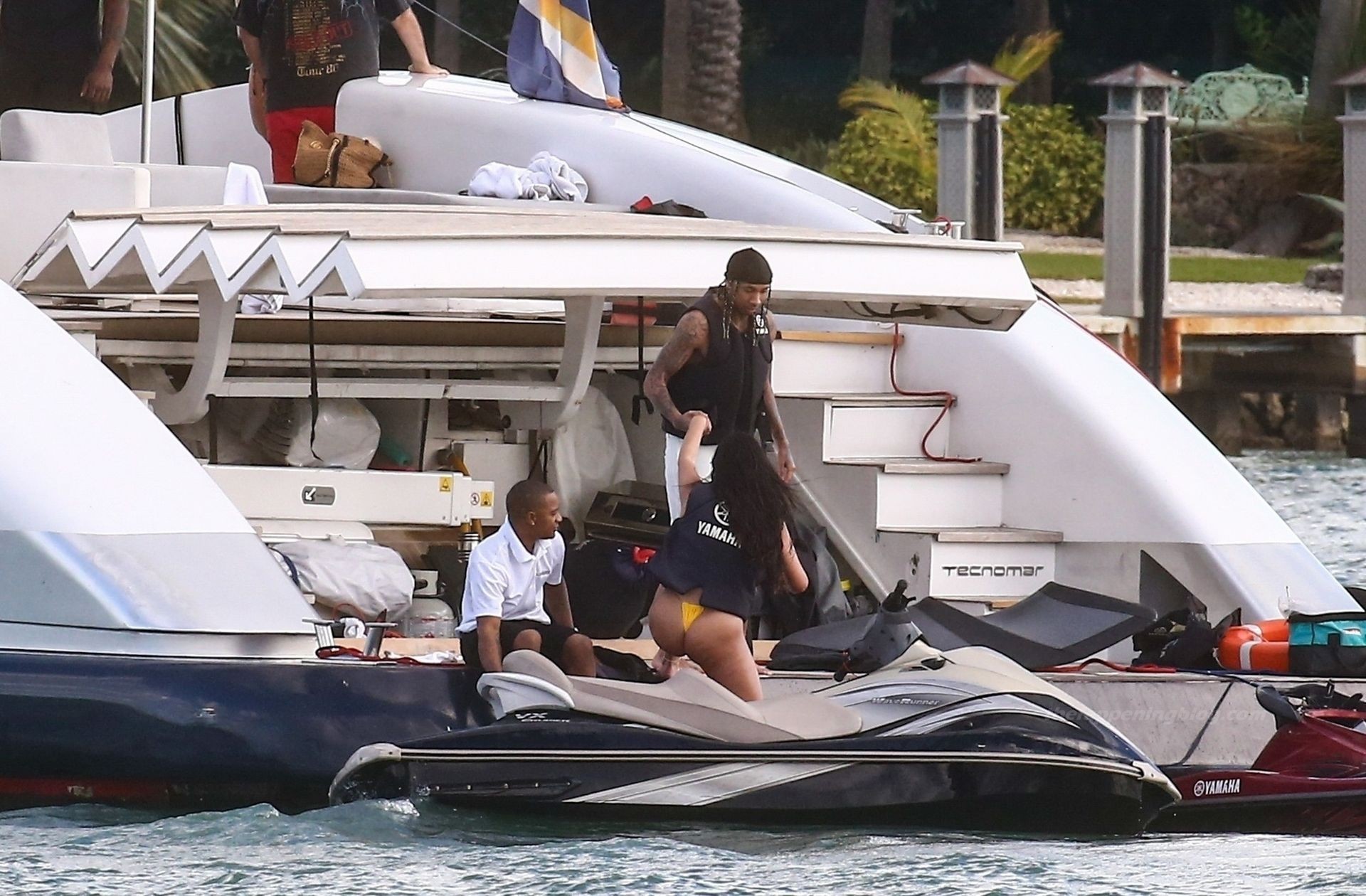 Tyga & Amanda Trivizas Enjoy Their Day on a Boat in the Bay of Miami Beach (59 Photos)