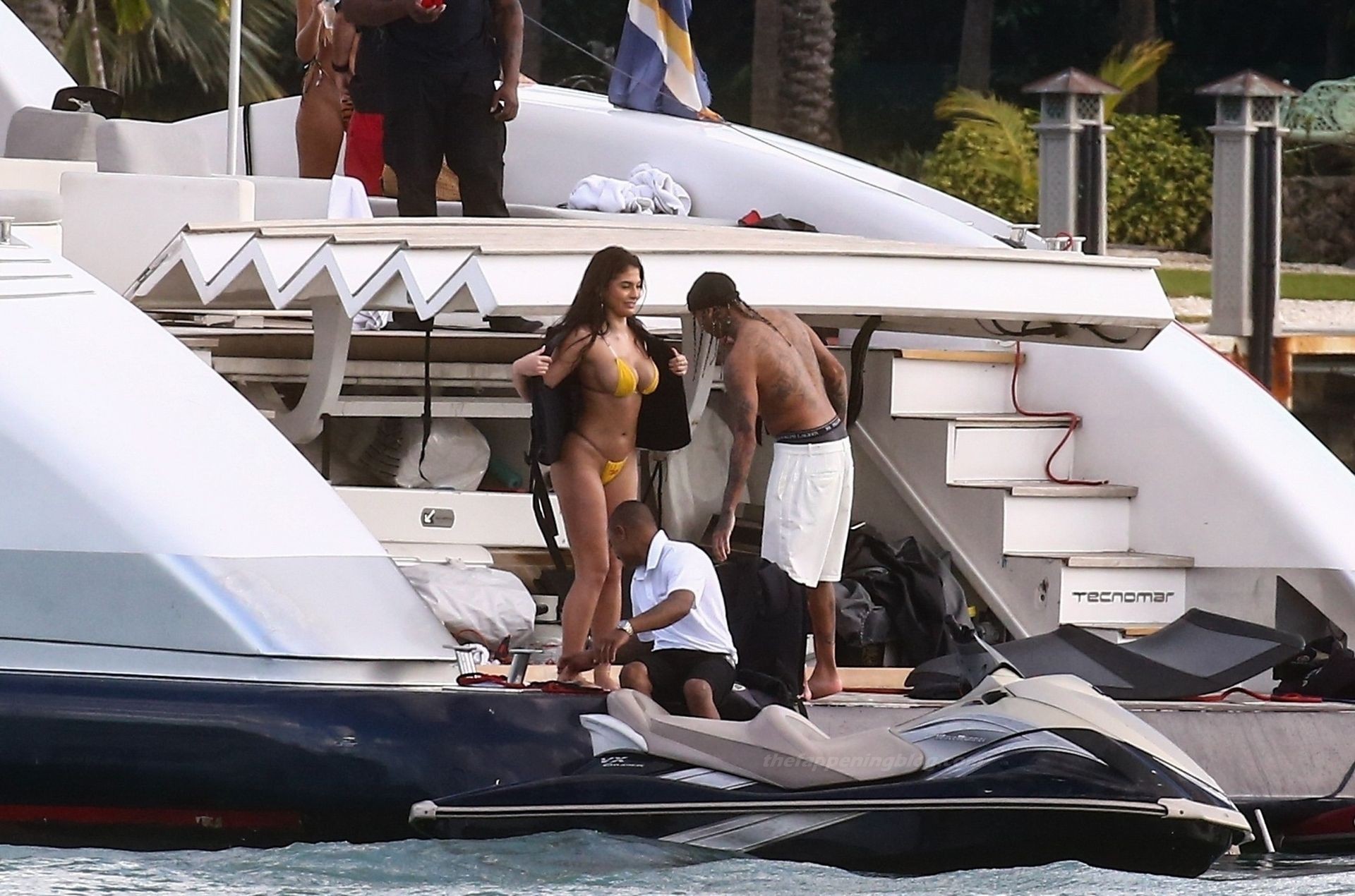 Tyga & Amanda Trivizas Enjoy Their Day on a Boat in the Bay of Miami Beach (59 Photos)