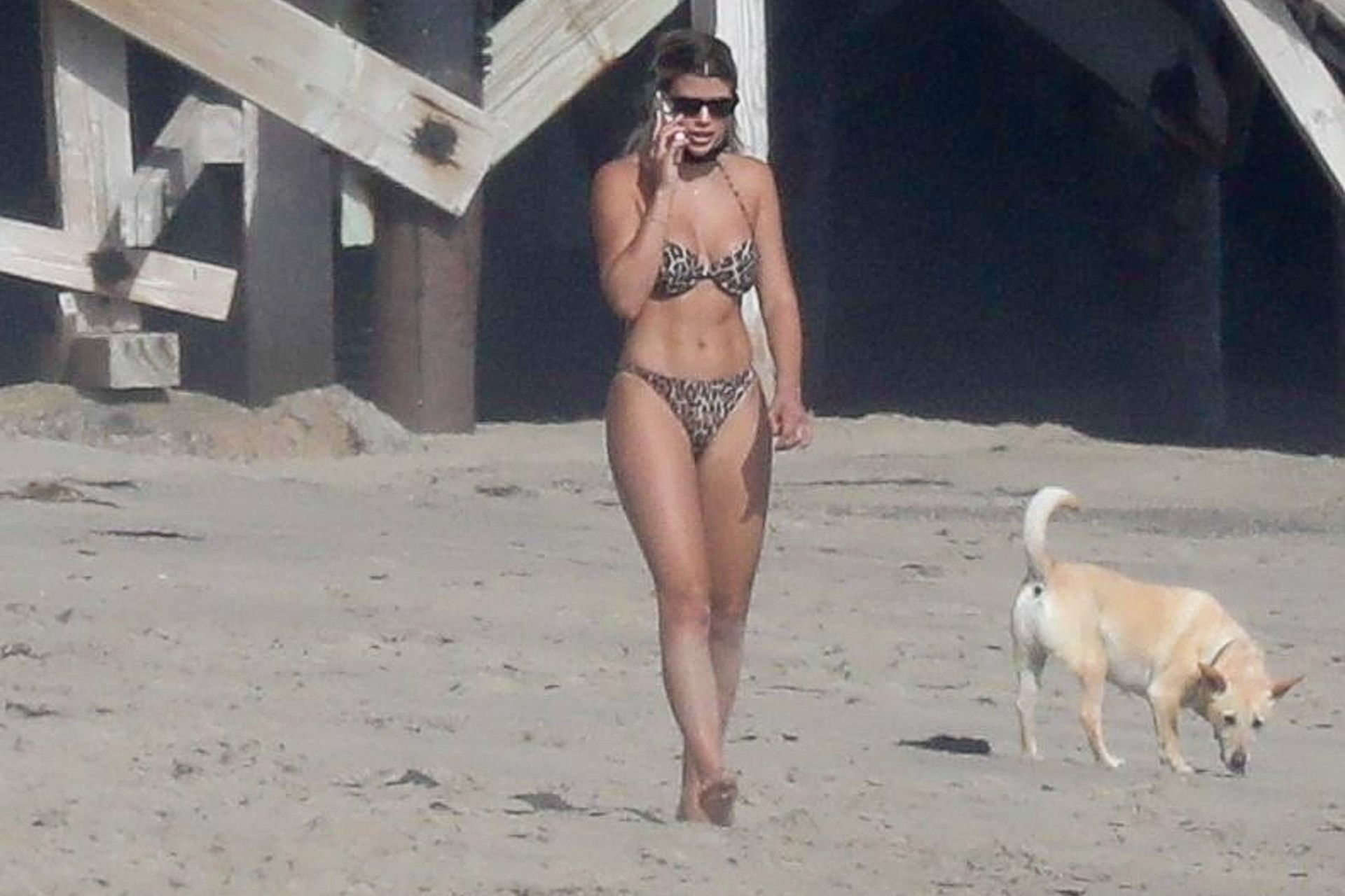 Sofia Richie Wears a Leopard Print Bikini Tanning with Scott Disick in Malibu (39 Photos)