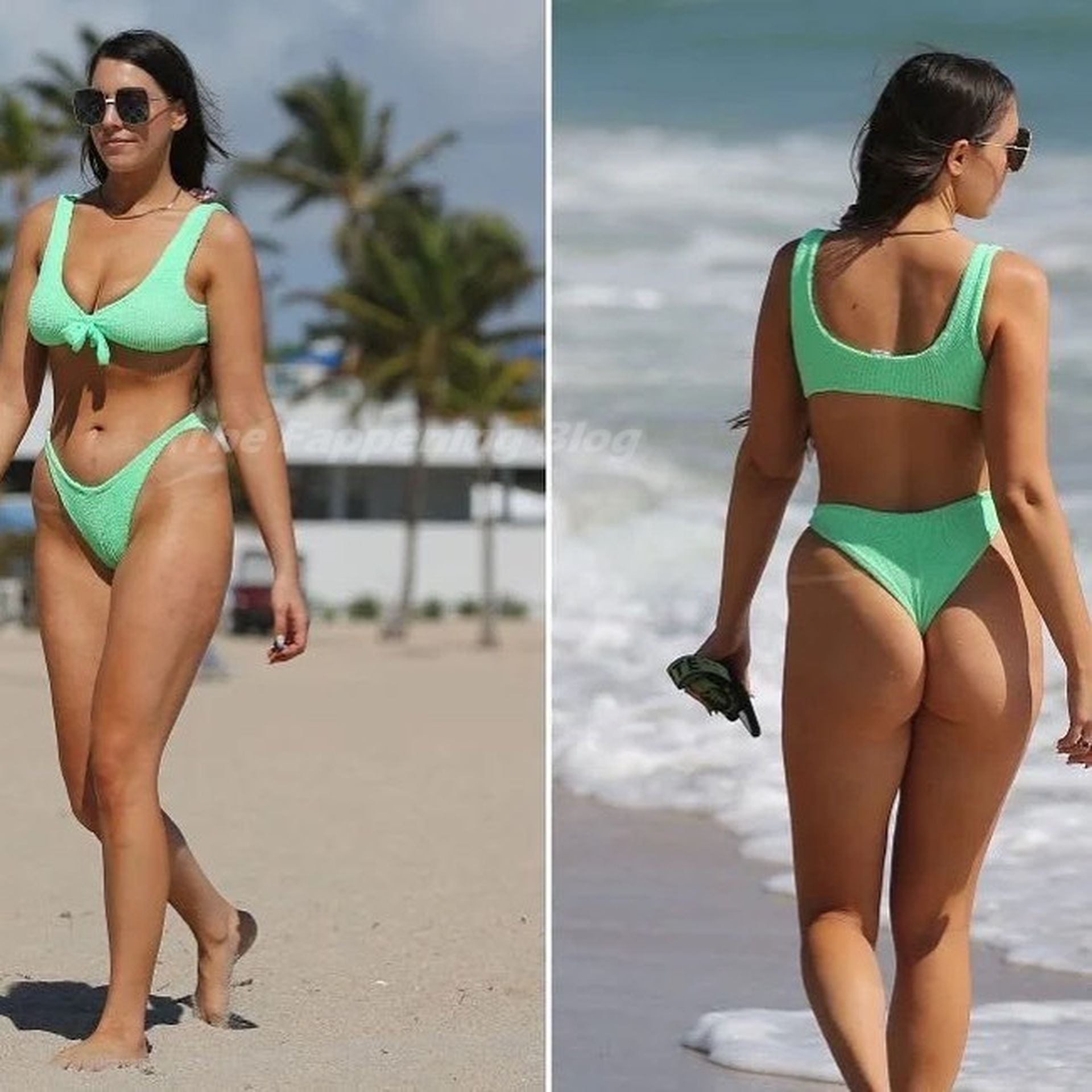 Victoria Larson Stuns in a Neon Green Bikini on the Beach in Ft. Lauderdale (14 Photos)